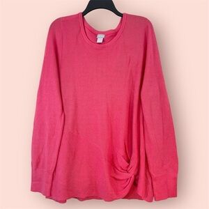 Plus Size Chico’s Side Twist Pullover Sweater Size 4 Color 💗🌸 pink NWOT